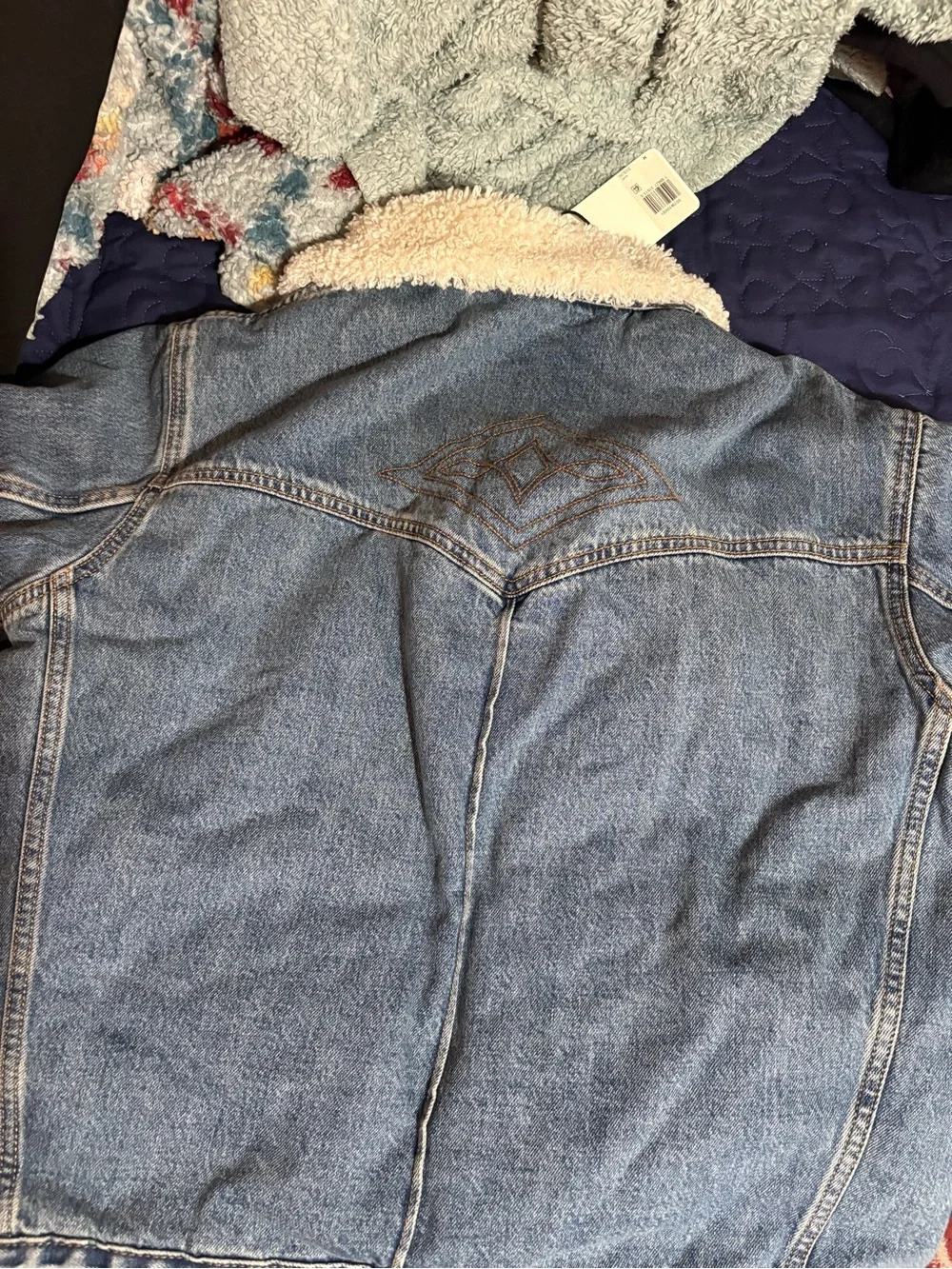Men's Sherpa-Lined Denim Jacket - Light Blue